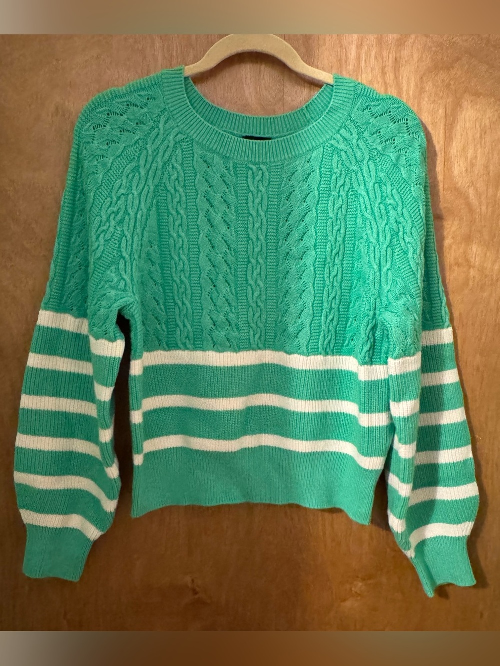 Medium Woman’s Teal Seafoam Green Striped Sweater Top Express